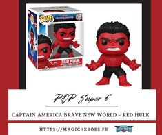 the red hulk pop vinyl figure is shown in its box and it's ready to be