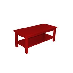 a red coffee table sitting on top of a white floor