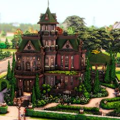 an image of a large house in the middle of a garden