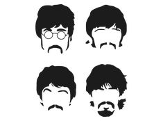 the beatles's silhouettes are shown in black and white, including one with glasses