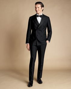 Double Breasted Dinner Suit Jacket - Black | Men's Charles Tyrwhitt Double Breasted Dinner Suit Jacket - Black Size 36R Wool Tuxedo Style Long Sleeve Outerwear For Black-tie Events, Luxury Black Tuxedo With Double Button Closure, Luxury Single Breasted Outerwear For Black Tie, Luxury Single-breasted Outerwear For Black Tie, Fitted Outerwear With Lapel Collar For Black Tie Event, Classic Long Sleeve Black Tie Outerwear, Single Breasted Outerwear For Black-tie Events, Classic Outerwear With Lapel Collar For Black Tie Event, Classic Long Sleeve Outerwear For Black Tie Event