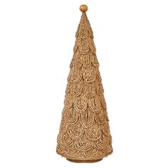 a small wicker christmas tree on a white background