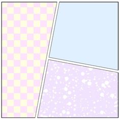 two squares with different colors and patterns on them, one is blue and the other is pink