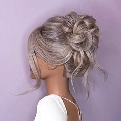 Joseph I'Anson | Want to create a faux braid on short mid-length hair? Well now you can with this reel…… L’IMAGE Mannequin - “DENISE” from… | Instagram Updos Bridesmaid Hair, Short Bridal Hair Updo, Mid Bun Bridal Hair, Bridesmaid Hair Styles Updo, High Hair Up, Boho Up Do, Hair Updos Bun, Wedding Short Hair Updo, Bridesmaid Hair Updo High