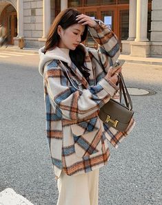 Plaid Hooded Woolen Winter Petite College Thickened Women's Coat - Harmony Gallery College Looks, Fleece Plaid, Mens Fashion Classic, Single Breasted Coat, A Bug, Winter Hoodies, Woolen Coat, Bad Hair Day, Winter Is Coming