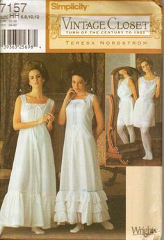 Amazon.com: Simplicity 7157 Misses Historical Undergarments Pattern Size 6-12, Slip, Night Gown, Camisole with Bloomers.: Everything Else Victorian Lingerie, Patron Vintage, Lingerie Patterns, Women's Sewing Pattern, Costume Sewing Patterns, Vintage Closet