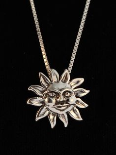 Sun Necklace Sun Charm Silver Medium Sun Pendant Sun Jewelry Celestial Jewelry Celestial Necklace Si Magic Jewelry, Sun Jewelry, Dragon Logo, Magic Dragon, Necklace Sun, Magic Charms, Sun Charm, Happy Sun, Sun Necklace