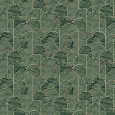 an art deco wallpaper with green and gold scallop