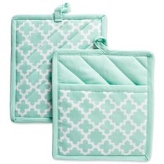 PRICES MAY VARY. Cotton Imported PERFECT POT HOLDER SET IS DECORATIVE AND DURABLE: Each Set includes 2 Pot Holders 9x8" ; Heat resistant, protect your hands while handling hot pots, pans, dishes, casserole dishes and more EASY CARE LONG-LASTING MATERIAL: 100% Cotton Fabric, Machine Washable. Wash with Cold Water in Gentle Cycle & Tumble Dry Low. Do not bleach them or run them through a hot dryer GREAT COLLECTION TO DECORATE YOUR KITCHEN: DII Lattice Pot holder set coordinate with our Lattice Apr Kitchen Pot, Lattice Design, Pots Pans, Color Aqua, Elegant Kitchens, Functional Kitchen, Oven Racks, Drying Towels, Oven Mitts