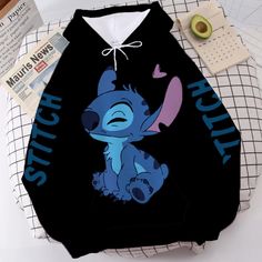 New Sealed Stitch Graphic Pullover Kangaroo Pocket Polyester Hoodie Pattern Type: Cartoon Material: Polyester Thickness: Thin Elasticity: Slight Stretch Sleeve Style: Regular Hooded: Yes Sleeve Length(Cm): Full Liner Type: None-Liner Lilo And Stitch Hoodie, Estilo Harajuku, Stitch Clothes