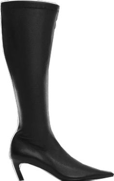 Kitten Heel Tall Boots, Black Kitten Heel Boots, Mango Kitten Heels, Luxury Black Leather Kitten Heels, Fitted Leather Kitten Heels With 4-inch Heel, Leather Shoes, Leather Boots, Kitten Heels, Boots