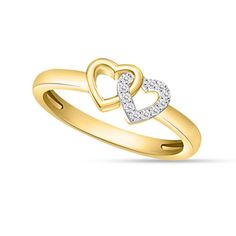 Finish off your ensemble with a touch of diamond-studded sweetness in this darling 14k gold plated double heart ring. Finish off your ensemble with a touch of diamond-studded sweetness in this darling 14k gold plated double heart ring. Width: 5mm Nickel free Metal: sterling silver Plating: 14k gold, rhodium Finish: polished Packaging: boxedDIAMOND DETAILS Total weight: less than 1/10 ct. Color grade: I, J Clarity grade: I2, I3 Shape: round Setting: prong Diamond weights are approximate. Diamond Double Heart Ring, Double Heart, Color Grading, Silver Diamonds, Heart Ring, Gold Plate, Plating, Packaging, Sterling Silver