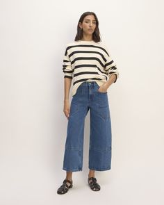 The Way-High® Gardener Cropped Jean Fall Utility Wide Leg Jeans, Fall Wide Leg Utility Jeans, Fall Utility Wide-leg Jeans, Oversized Utility Jeans For Fall, Oversized Denim Bottoms For Workwear, Spring Workwear Wide Leg Cargo Jeans, Spring Wide Leg Cargo Jeans For Workwear, Wide Leg Cargo Jeans For Spring Workwear, Utility Wide-leg Workwear Jeans