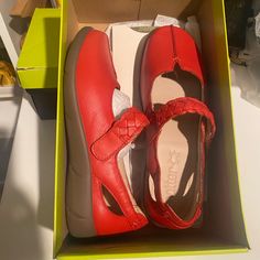 Blood Orange/Red Leather Shoes From Hotter, Beautiful, New In Box And Unworn. Wide Size, Us 7. Red Leather Closed Toe Flats, Red Leather Shoes, Blood Orange, Hot Shoes, Red Shoes, Mary Janes, Comfortable Shoes, Red Leather, Leather Shoes