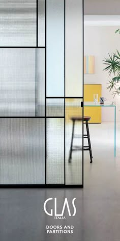 the glass doors and partitions are all different colors