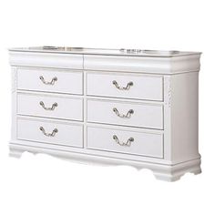 a white dresser with drawers and two sinks on it's sides, against a white background