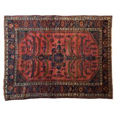 an antique persian rug on white background