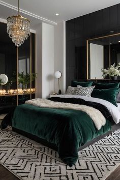 #BEAUTY, #RELATIONSHIPS #Fashion #Animals #Outfits #Winter Outfits #Animals Emerald Green Bedding Aesthetic, Black Green White Bedroom, Emerald Green Black And Gold Bedroom Aesthetic, Black Gold And Emerald Bedroom, Emerald Black And Gold Bedroom, Emerald And Black Bedroom, Black Green Gold Bedroom, Emerald Green Master Bedrooms Decor, Moody Tropical Bedroom