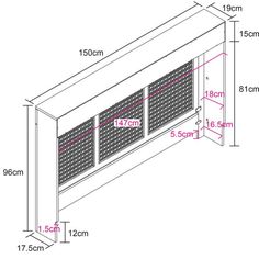 the measurements for an air conditioner and heater in front of a white background