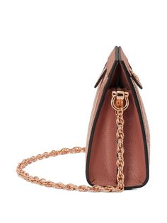 Ophidia GG chain-strap shoulder bag from Gucci featuring pink, canvas/leather, classic GG canvas, rose gold-tone hardware, logo plaque, magnetic fastening, chain-link shoulder strap and partitioned compartment. This item is in size UNI and the color is Pink Gucci Rectangular Bag With Logo Hardware, Rectangular Gucci Bag With Logo Hardware, Gucci Crossbody Shoulder Bag With Logo Hardware, Gucci Shoulder Bag With Logo Hardware, Gucci Leather Shoulder Bag With Logo Hardware, Gucci Shoulder Bag With Logo Hardware For Everyday Use, Formal Monogram Canvas Shoulder Bag With Logo Hardware, Classic Gucci Bag With Logo Hardware, Gucci Evening Bag With Logo Hardware