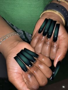 Black Aura Nails, Green Aura Nails, Black Aura, Green Aura, Business Nails, Aura Nails, Acrylic Toe Nails, Black Acrylic Nails, Airbrush Nails