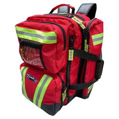 Kemp USA Ultimate EMS Backpack - MED-TAC International Corp. - Kemp USA Functional Red Hiking Bags, Red Standard Backpack For Hiking, Functional Red Backpack For Travel, Red Hiking Backpack, Firefighter Gear, Ems Bag, Utility Pouch, Personal Protection, First Aid Supplies