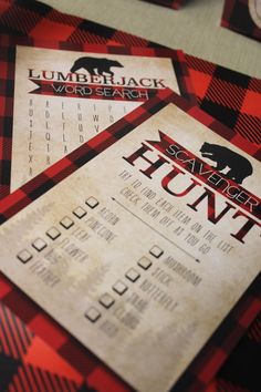 some red and black business cards on top of each other with the words lumber word search