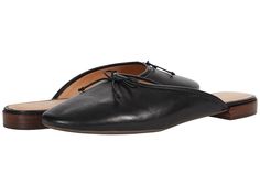 Madewell The Adelle Ballet Mule in Leather - Women's Shoes : True Black : Step out in a casual dressy style with the Madewell The Adelle Ballet Mule in Leather. These leather slip-on mules are crafted in a ballet flat style with a closed rounded toe and bow at the top to give a preppy finish to your look. Leather upper and lining, synthetic outsole. Imported. Measurements: Heel Height: 3 4 in Weight: 7 oz Product measurements were taken using size 9, width M. Please note that measurements may vary by size. Elegant Leather Footbed Mules For Fall, Leather Mules For Formal Spring Occasions, Elegant Leather Footbed Flats For Spring, Elegant Spring Flats With Leather Footbed, Chic Mules With Leather Lining For Spring, Spring Leather Lined Almond Toe Mules, Casual Leather Mules For Evening, Carrie Bradshaw Shoes, Trendy Womens Shoes