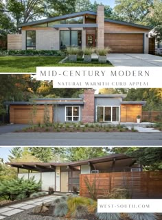 the mid century modern house is featured in this postcard