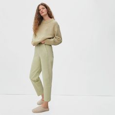 Women’s Utility Barrel Pant - Sage | Everlane Effortless Straight Leg Pants For Fall, Everyday Fall Cropped Leg Pants, Modern Cropped Pants For Everyday, Modern Cropped Leg Pants For Everyday, Fall Loungewear Cargo Pants Straight Leg, Fall Loungewear Straight Leg Cargo Pants, Straight Leg Cargo Pants For Fall Loungewear, Modern Cropped Pants For Fall, Modern Pants For Everyday Fall Wear