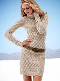 Turtleneck Dress, love the knit texture! Warm Dresses, Turtleneck Sweater Dress, Turtle Neck Dress, Knit Sweater Dress, Sweater Coats, Crochet Dress, Knit Dress, Cute Dresses