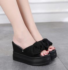 Department Name: Adult With Platforms: Yes Upper Material: Flock Heel Height: Super High (8cm-up) Outsole Material: Rubber Platform Height: 3-5cm Closure Type: Slip-On Insole Material: PU Fashion Element: Butterfly-knot Side Vamp Type: Open Heel Type: Wedges Occasion: Casual Style: Leisure Sandal Type: Basic Pattern Type: Solid Back Counter Type: Open Heel Height: 10.5cm Platform Height: 5cm Occasion: Party,Casual Leather Style: Flock Basic Pattern, Mid Heels Pumps, Butterfly Knot, Chunky Sandals, Open Toed Heels, Strap Pumps, Stiletto Sandals, T Strap Sandals, Leather Style