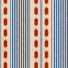 an orange and blue striped fabric with circles