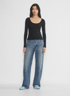 HOMESTRETCH™ SCOOPNECK LONGSLEEVE | Aritzia Scoopneck Longsleeve, Aritzia Aesthetic, Aritzia Long Sleeve, Mini Pleated Skirt, Home Stretch, High Hips, Big Bags, Everyday Luxuries, Christmas 2024