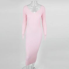 Advbridge Spring Knitted Dress Women V-Neck Long Sleeve Bodycon Sweater Dresses Basic Elastic Casual Skinny Vestidos Black Ribbed V-neck Sweater Dress For Spring, Chic Knitted V-neck Dresses, Winter V-neck Knit Mini Dress, Winter Bodycon V-neck Dress, Winter Stretch V-neck Dress, Chic Knitted V-neck Sweater Dress, Pink Fitted V-neck Sweater Dress, Fitted Knee-length V-neck Winter Dress, Fitted Knee-length V-neck Dress For Winter