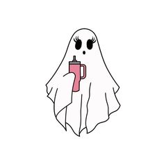 a ghost holding a coffee cup in its hand