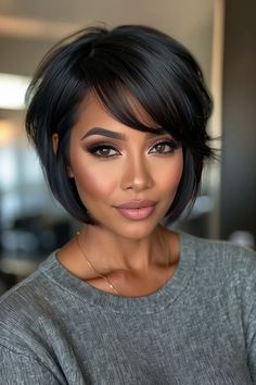 Acemetrical Bob Black Women, Haircut Style For Women 2024, Haircuts For Fine Hair Black Women, Black Women Medium Hairstyles, Medium Length Womens Haircut, Hairstyles 50 And Over, Short Hair Bob Black Women, Shoulder Length Hairstyles For Black Women, Short Bob Grey Hair