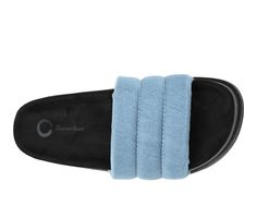 A comfortable sandal that you can wear to the pool or the park. The Lazro by Journee Collection is a sporty slide with a 4 mm Tru Comfort Foam™ insole made for comfort and ease. Puffed straps add a nostalgic touch to the design. Man-made puff upper with ribbed detail, Slide on style for easy entry, Approx. 1.5\ sole, Open / round toe, Tru Comfort Foam™ formed footbed, Man-made treaded outsole for added traction | Women's Journee Collection Lazro Sandals in Blue Size 8 Green River, Shoe Carnival, Blue Sandals, Slide On, Womens Sandals Flat, Comfortable Sandals, Journee Collection, Slide Slipper, The Pool