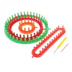 an assortment of plastic toys with different colors and sizes on the top, along with tools to make them look like they have been made out of plastic