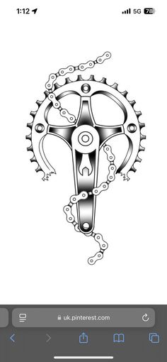 a drawing of a bike chain and sprocker on a cell phone with the text,