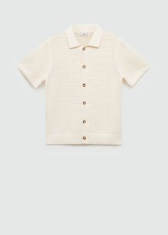 Openwork knit polo with buttons - Men | Mango Man USA