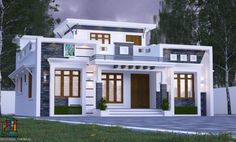 the front view of a modern style house