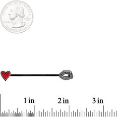 14 Gauge Red Heart Black Kiss of Death Industrial Barbell 38mm Sometimes love hurts - but not when it's the way you're going to love this 14 gauge industrial piercing! This industrial earring is made with a 1 1/2" black PVD over 316L surgical grade stainless steel straight barbell. One end is a red inlay heart with black trim to really make the color "pop." The other end is a pair of silver tone lips with textured detailing for a look of heavy realism. But craftily hidden in the corner of the li Industrial Earring, Industrial Earrings, Industrial Barbell, Industrial Piercing, Quarter Dollar, Love Hurts, In God We Trust, Skull And Crossbones, Pretty Jewellery