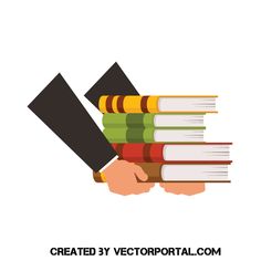 a person holding a stack of books in their hand with the text created by vector portal com