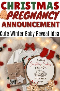 a baby reveal idea for christmas with the title saying, cute winter baby reveal ideas