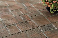 The four cobble patio stone is a natural cobblestone texture with false joints to give appearance of multiple, smaller stones, it is perfect for patios, walkways and outdoor rooms. Lowe's 16-in L x 16-in W x 2-in H Square Ashland Concrete Patio Stone in Brown | 205254 Cobblestone Texture, Paver Steps, Patio Stone, Porch Paint, Paver Walkway, Driveway Landscaping, Garden Stepping Stones, Brick Texture, Concrete Pavers