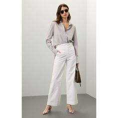 White (98% Cotton, 2% Elastane). Jeans & Denim. Front zipper closure. 32" inseam. 11.5" rise. Imported. Sailor Trousers, Rent The Runway, Flowy Blouse, Office Casual, Joes Jeans, Jeans Denim, Front Zipper, Denim Jeans, Wide Leg