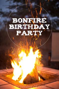 bonfire birthday party flyer with fire pit