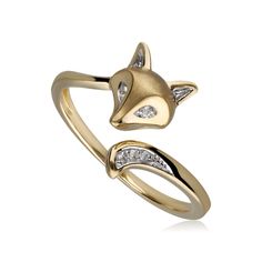 This beautiful fox-inspired gold fox ring features playful detailing and stunning white sapphire gemstones. A quick buff with a jewellery cleaning cloth will remove metal tarnishes and keep gemstones looking glossy. Please avoid contact with perfumes, cosmetics or chemicals. Fox Ring Gold, Fox Trinkets, Fox Jewelry Necklace, Born In September, Fox Ring, Gold Fox, Fox Necklace, Fox Jewelry, Gold G