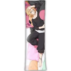 an anime character is laying down on the floor with his arms stretched out and legs crossed